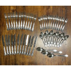 antico servizio POSATE 51 pz TRILOBATE firmate EMD90 coltelli forchette cucchiai