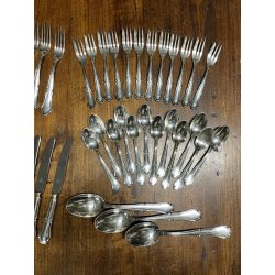 antico servizio POSATE 51 pz TRILOBATE firmate EMD90 coltelli forchette cucchiai