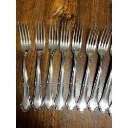 antico servizio POSATE 51 pz TRILOBATE firmate EMD90 coltelli forchette cucchiai