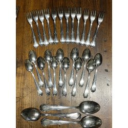 antico servizio POSATE 51 pz TRILOBATE firmate EMD90 coltelli forchette cucchiai