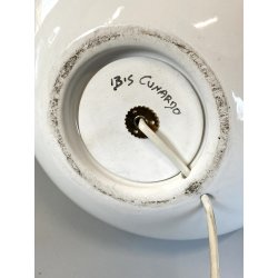 LAMPADA da TAVOLO SCULTURA ASTRATTA CERAMICA BIANCA IBIS Cunardo ø 29 EPOCA '50