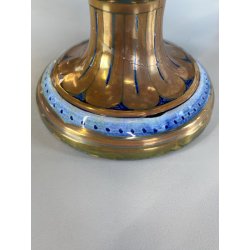 VASO BIANSATO MAIOLICA LUSTRO METALLICO DECORO MOTIVO FOGLIATO PRESE TRITONE