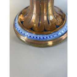 VASO BIANSATO MAIOLICA LUSTRO METALLICO DECORO MOTIVO FOGLIATO PRESE TRITONE