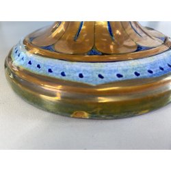 VASO BIANSATO MAIOLICA LUSTRO METALLICO DECORO MOTIVO FOGLIATO PRESE TRITONE