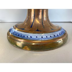 VASO BIANSATO MAIOLICA LUSTRO METALLICO DECORO MOTIVO FOGLIATO PRESE TRITONE