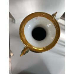 VASO BIANSATO PRESE TRITONE MAIOLICA LUSTRO METALLICO DECORO MOTIVO FOGLIATO '50