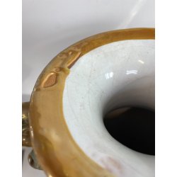 VASO BIANSATO PRESE TRITONE MAIOLICA LUSTRO METALLICO DECORO MOTIVO FOGLIATO '50