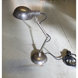 LAMPADA DA TAVOLO SCRIVANIA DESIGN INDUSTRIALE OTTONE NICHELATO REGOLABILE '30