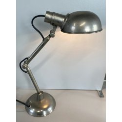 LAMPADA DA TAVOLO SCRIVANIA DESIGN INDUSTRIALE OTTONE NICHELATO REGOLABILE '30