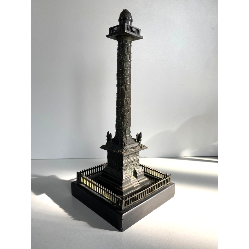 ANTICO MODELLO STATUA BRONZO Colonna Vendome SOUVENIR GRAND TOUR XIX sec 28 cm/h