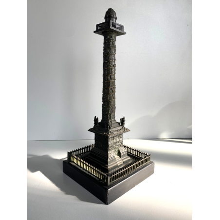 ANTICO MODELLO STATUA BRONZO Colonna Vendome SOUVENIR GRAND TOUR XIX sec 28 cm/h