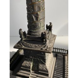 ANTICO MODELLO STATUA BRONZO Colonna Vendome SOUVENIR GRAND TOUR XIX sec 28 cm/h