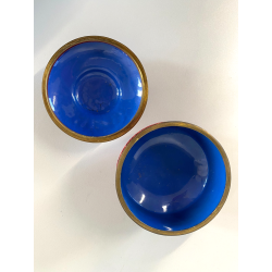 SCATOLA CINESE LACCA CINABRO ROSSO INTAGLIATO INTERNO SMALTO BLU DECORO FLOREALE