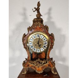 ANTICO OROLOGIO TAVOLO Boulle EPOCA 900 legno intarsiato BRONZO DORATO pendolo