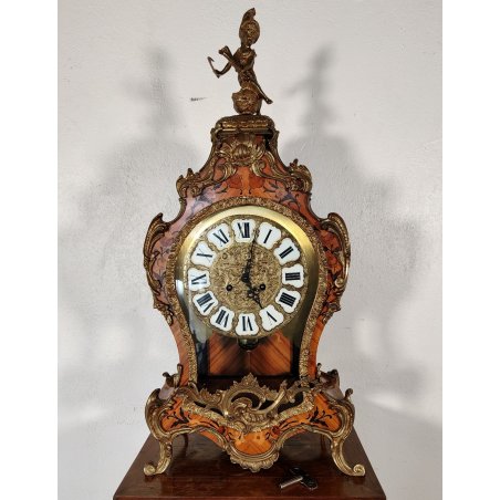 ANTICO OROLOGIO TAVOLO Boulle EPOCA 900 legno intarsiato BRONZO DORATO pendolo