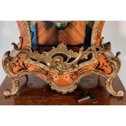 ANTICO OROLOGIO TAVOLO Boulle EPOCA 900 legno intarsiato BRONZO DORATO pendolo