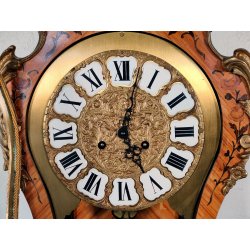 ANTICO OROLOGIO TAVOLO Boulle EPOCA 900 legno intarsiato BRONZO DORATO pendolo