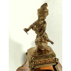 ANTICO OROLOGIO TAVOLO Boulle EPOCA 900 legno intarsiato BRONZO DORATO pendolo