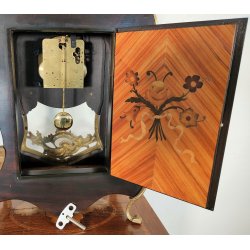 ANTICO OROLOGIO TAVOLO Boulle EPOCA 900 legno intarsiato BRONZO DORATO pendolo