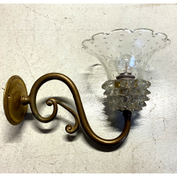 APPLIQUE  VETRO Murano ROSTRATO BULLICANTE Barovier STRUTTURA OTTONE MID CENTURY