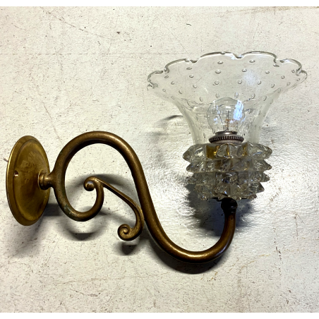 APPLIQUE  VETRO Murano ROSTRATO BULLICANTE Barovier STRUTTURA OTTONE MID CENTURY