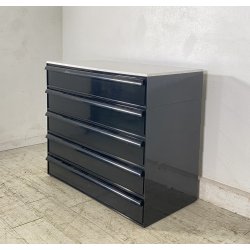 CASSETTIERA Kartell ANNI 70 Simon Fussel MOD 4602 ABS NERO MARMO BIANCO COMÒ