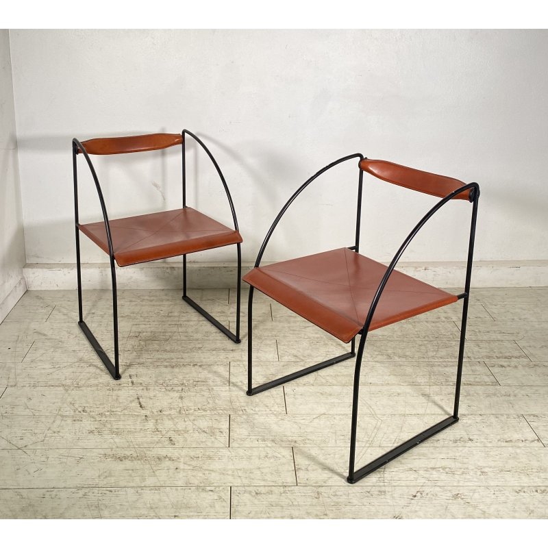 COPPIA SEDIA UFFICIO Francesco Sono per ICF Mod. Patoz ACCIAIO PELLE POLTRONE