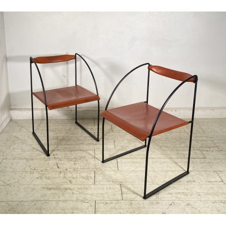 COPPIA SEDIA UFFICIO Francesco Sono per ICF Mod. Patoz ACCIAIO PELLE POLTRONE