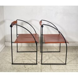 COPPIA SEDIA UFFICIO Francesco Sono per ICF Mod. Patoz ACCIAIO PELLE POLTRONE