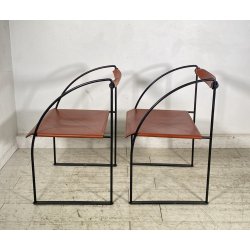 COPPIA SEDIA UFFICIO Francesco Sono per ICF Mod. Patoz ACCIAIO PELLE POLTRONE