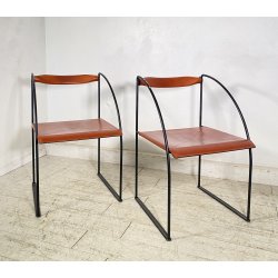 COPPIA SEDIA UFFICIO Francesco Sono per ICF Mod. Patoz ACCIAIO PELLE POLTRONE