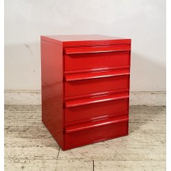 DESIGN COMODINO CASSETTIERA Kartell ANNI 70 Simon Fussel MOD. 4602 ABS ROSSO