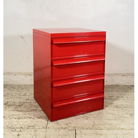 DESIGN COMODINO CASSETTIERA Kartell ANNI 70 Simon Fussel MOD. 4602 ABS ROSSO