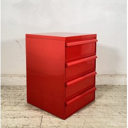 DESIGN COMODINO CASSETTIERA Kartell ANNI 70 Simon Fussel MOD. 4602 ABS ROSSO