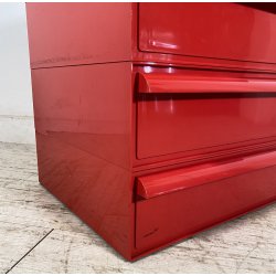 DESIGN COMODINO CASSETTIERA Kartell ANNI 70 Simon Fussel MOD. 4602 ABS ROSSO