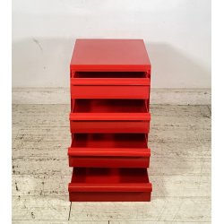 DESIGN COMODINO CASSETTIERA Kartell ANNI 70 Simon Fussel MOD. 4602 ABS ROSSO