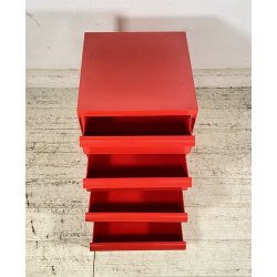 DESIGN COMODINO CASSETTIERA Kartell ANNI 70 Simon Fussel MOD. 4602 ABS ROSSO