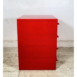 DESIGN COMODINO CASSETTIERA Kartell ANNI 70 Simon Fussel MOD. 4602 ABS ROSSO