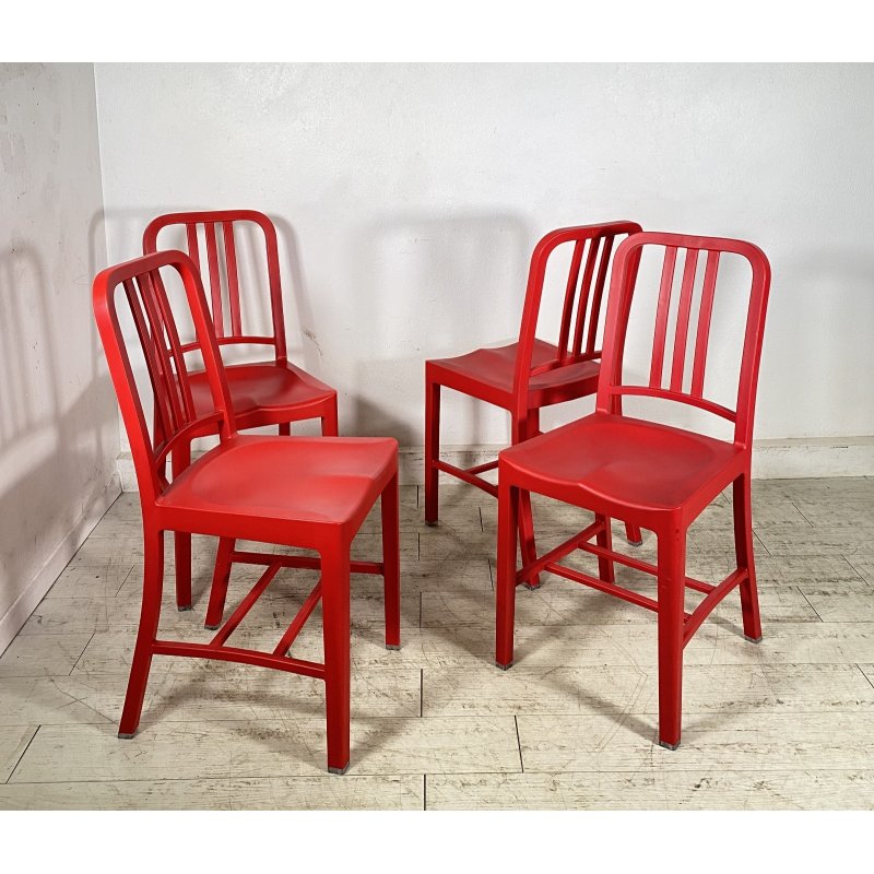 SET 4 SEDIA Emeco & Coca Cola MOD 111 PLASTICA RICICLATA ROSSA ANNI 2000 CHAIR