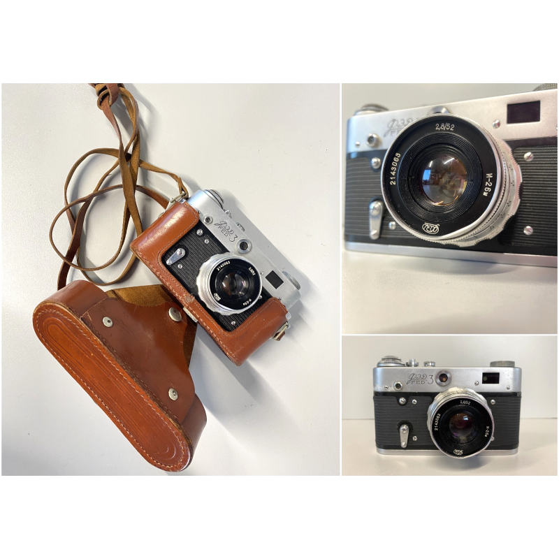 FOTOCAMERA VINTAGE a TELEMETRO FED 3 URSS Sovietica OBIETTIVO 52 mm f/2,8 '60