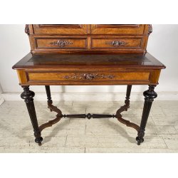 ANTICA CREDENZA SCRITTOIO LEGNO RADICA PRIMI 900 VETRINA CARLO X CRISTALLERIA