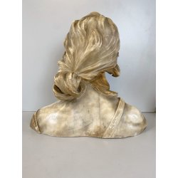 ANTICO BUSTO SCULTURA ALABASTRO Emilio Fiaschi GIOVANE DONNA ART NOUVEAU