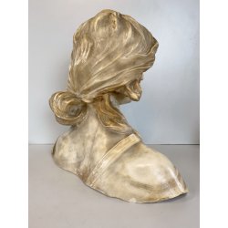 ANTICO BUSTO SCULTURA ALABASTRO Emilio Fiaschi GIOVANE DONNA ART NOUVEAU