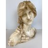ANTICO BUSTO SCULTURA ALABASTRO Emilio Fiaschi GIOVANE DONNA ART NOUVEAU