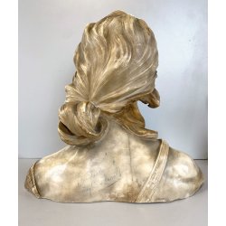 ANTICO BUSTO SCULTURA ALABASTRO Emilio Fiaschi GIOVANE DONNA ART NOUVEAU