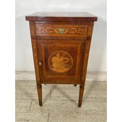 ANTICO COMODINO INTARSIATO LEGNO STILE LUIGI XV epoca '900 CASSETTO ANTA RIPIANO