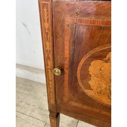 ANTICO COMODINO INTARSIATO LEGNO STILE LUIGI XV epoca '900 CASSETTO ANTA RIPIANO