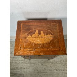 ANTICO COMODINO INTARSIATO LEGNO STILE LUIGI XV epoca '900 CASSETTO ANTA RIPIANO