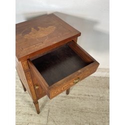 ANTICO COMODINO INTARSIATO LEGNO STILE LUIGI XV epoca '900 CASSETTO ANTA RIPIANO