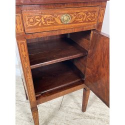 ANTICO COMODINO INTARSIATO LEGNO STILE LUIGI XV epoca '900 CASSETTO ANTA RIPIANO